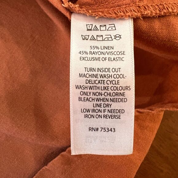 Joie Terracotta Linen Blend Midi Sundress Smocked Back Adjustable Straps Size 2 - Picture 4 of 10